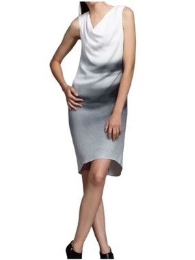 Helmut Lang Beam Shift Dress Sleeveless Hi-Low Midi 8 M Grey scale
